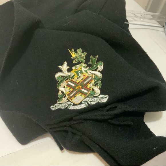 The Scotch House 100% Wool Lambswool black Scarf 12”x72” vintage - Picture 4 of 13